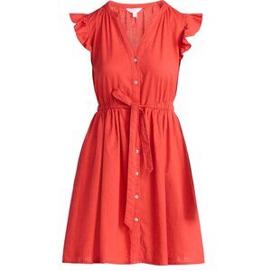 NWT, SZ XL (16-18), 100% COTTON, Button Up Mini Dress, Red